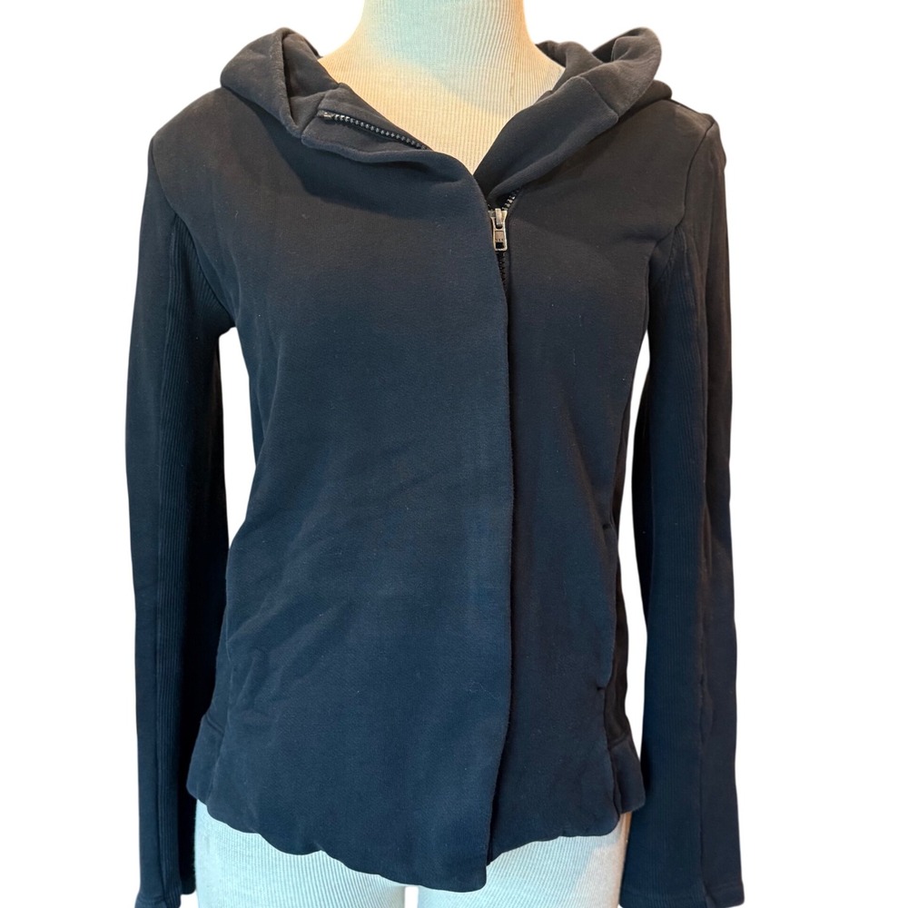 James Perse Black Zip Up Hoodie‎ Jacket Size 2 (Medium) Minimalist Basic